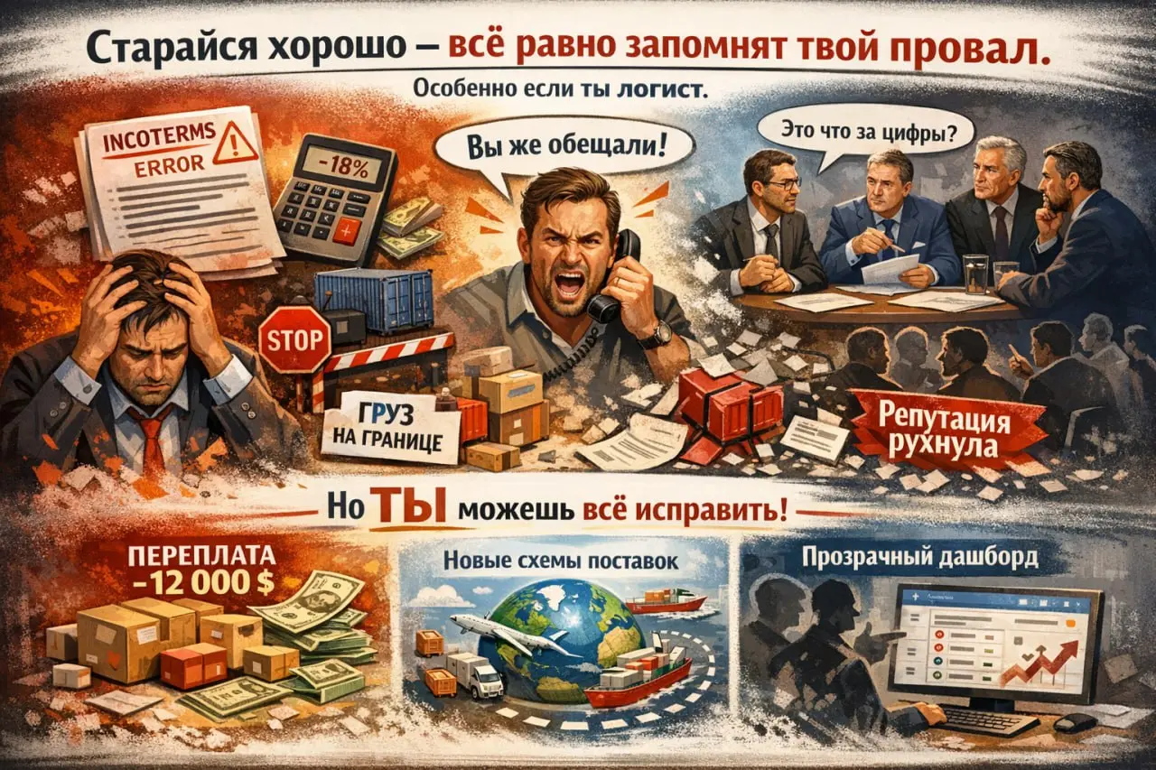 🚛 «Старайся хорошо — всё равно запомнят твой провал». Особенно если ты логист.
В нашей профессии нет места «почти правильно».
INCOTERMS указаны не те? → Штраф | Сетка — социальная сеть от hh.ru