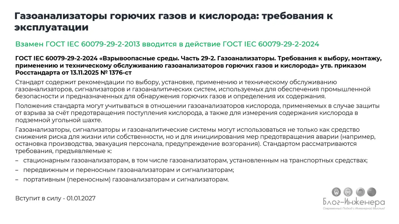 ⚠️ Росстандарт обновил стандарт с требованиями к эксплуатации газоанализаторов горючих газов | Сетка — социальная сеть от hh.ru