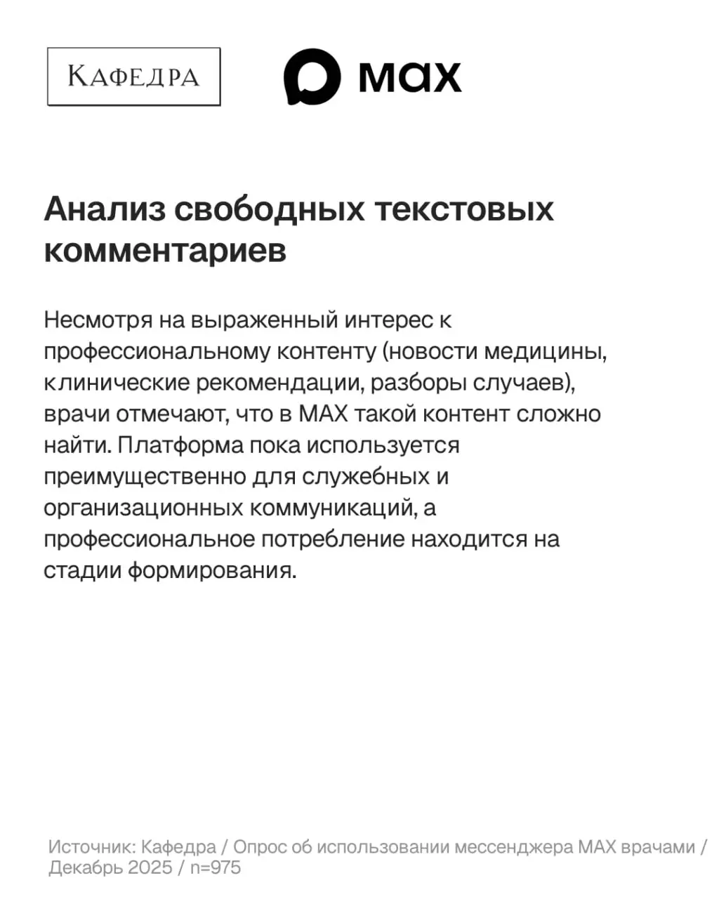 В декабре мы провели исследование по использованию мессенджера Max врачами. В карточках — основные данные исследования. Также следующим сообщением будет презентация | Сетка — социальная сеть от hh.ru