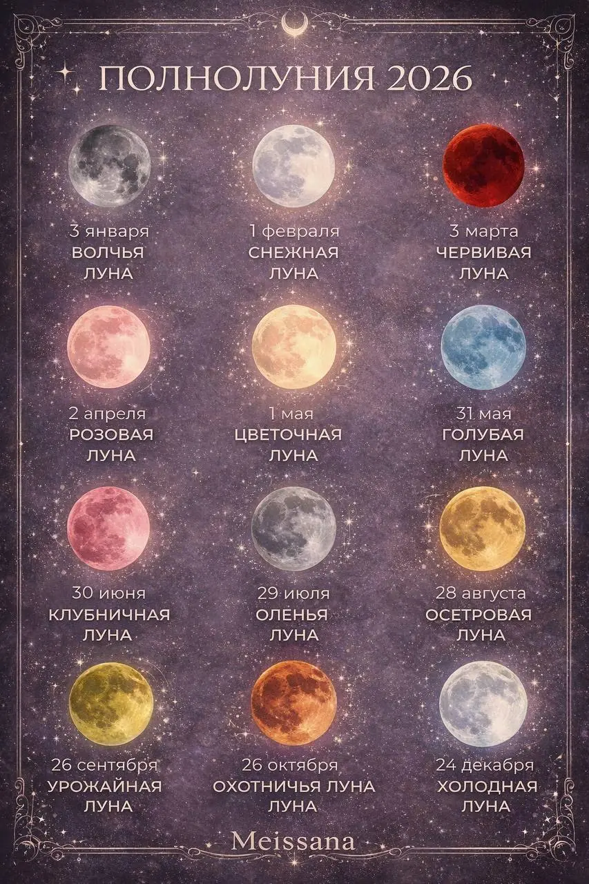 🌕 Полнолуния года
Я люблю смотреть на год не по месяцам,
а по лунам.
Не для ритуалов —
просто чтобы помнить: мы живём в циклах,
и тело чувствует это раньше головы | Сетка — социальная сеть от hh.ru