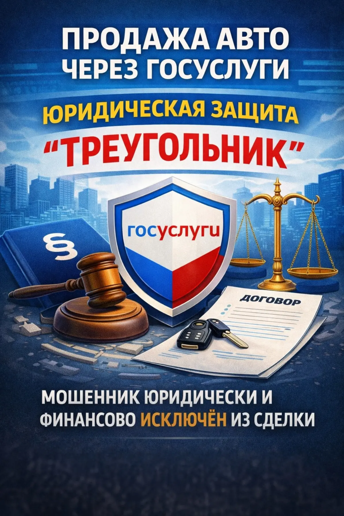 Продажа автомобиля через Госуслуги: юридическая защита от схемы «Треугольник"
Сделка через Госуслуги представляет собой формализованный ДКП с обязательной идентификацией сторон через ЕСИА и расчётами ... | Сетка — социальная сеть от hh.ru