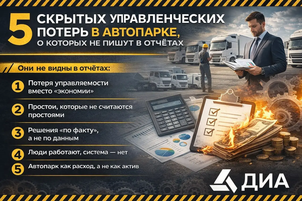 5 скрытых управленческих потерь в автопарке, о которых не пишут в отчётах
В большинстве компаний автопарк «сходится» по цифрам.
Топливо — в норме.
Ремонт — в бюджете.
Простой — формально минимальный | Сетка — социальная сеть от hh.ru