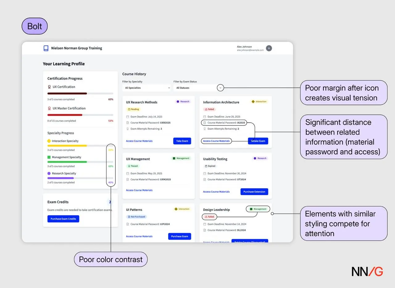 🤖 ИИ делает прототипы быстро, но без души
Хуэй-Хсин Ванг и Меган Браун из Nielsen Norman Group взяли реальную задачу: переделать страницу профиля участника своих курсов | Сетка — социальная сеть от hh.ru