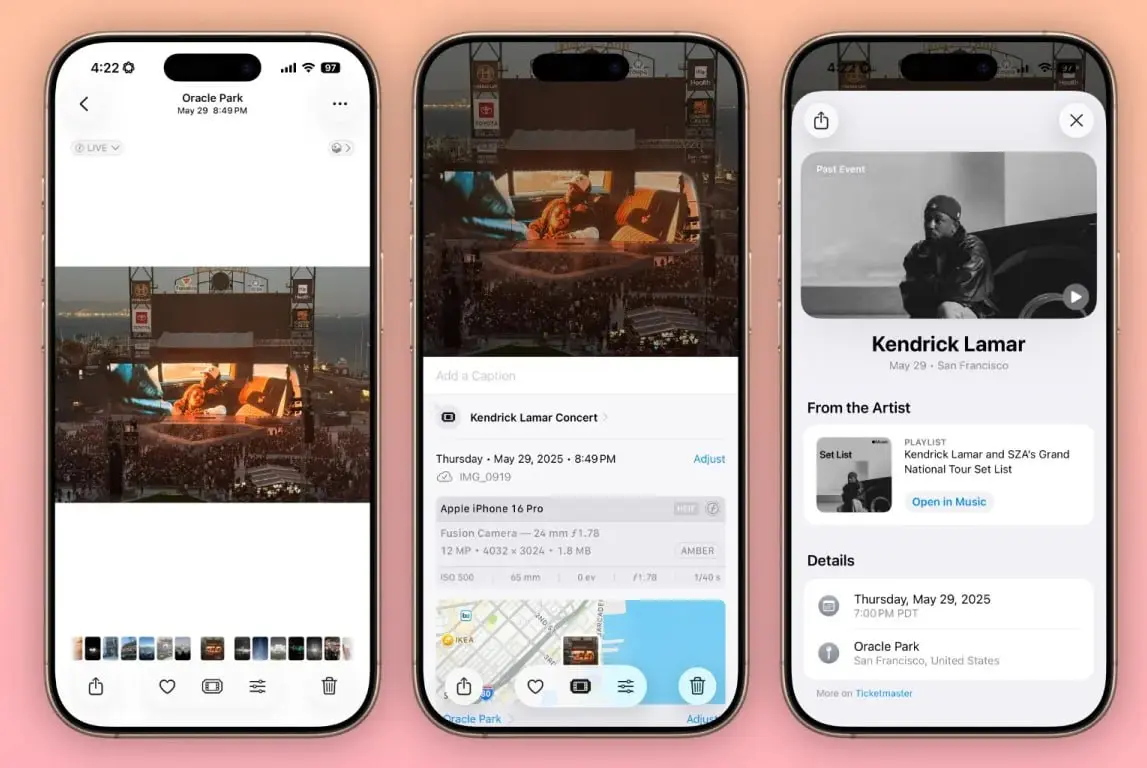 Apple масштабно обновила приложение Фото. Теперь под каждым кадром будет появляться подробная информация о местах, которые вы посетили — с концерта, стадиона или спортивного матча | Сетка — социальная сеть от hh.ru