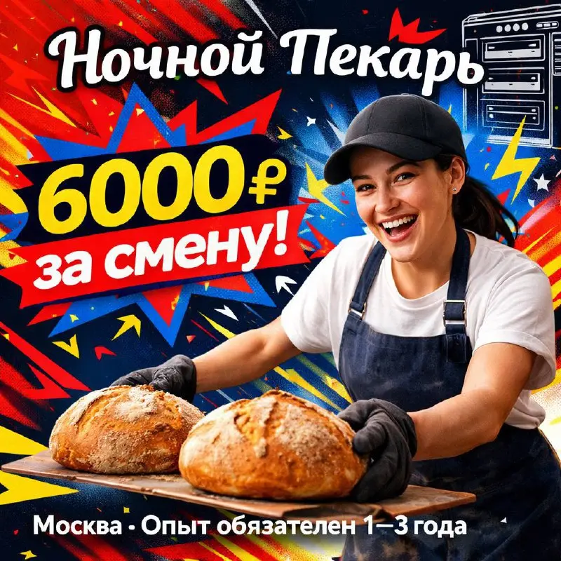 НОЧНОЙ ПЕКАРЬ
От 6 000₽
Прямой работодатель
• Москва, м. Проспект Мира
• Рестораны/Кафе
Jober - удобный mini app с быстрым доступом к вакансиям | Сетка — социальная сеть от hh.ru