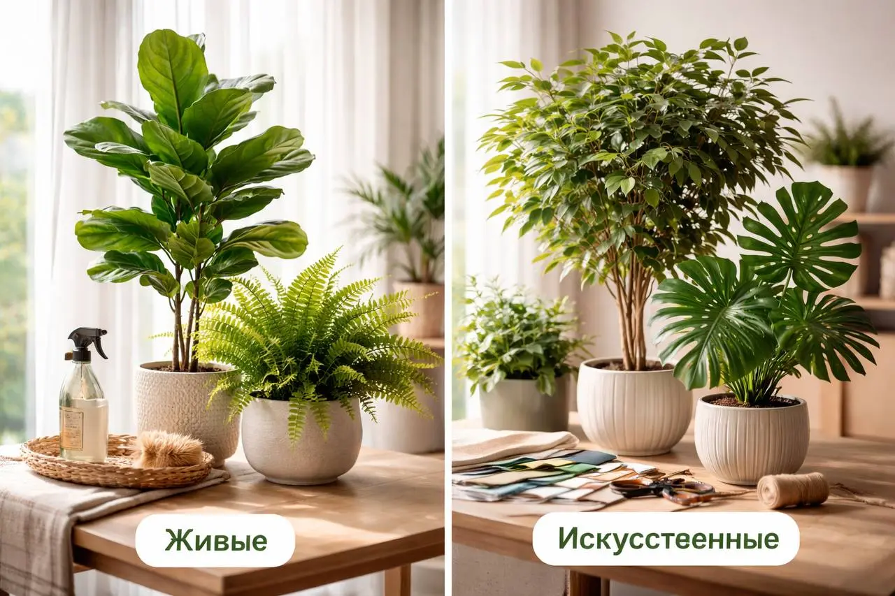 ➡️Искусственные или живые растения: честный разбор без мифов
Живые или искусственные растения — что действительно подойдёт вашему интерьеру🔹Живые — красиво, но сложно | Сетка — социальная сеть от hh.ru