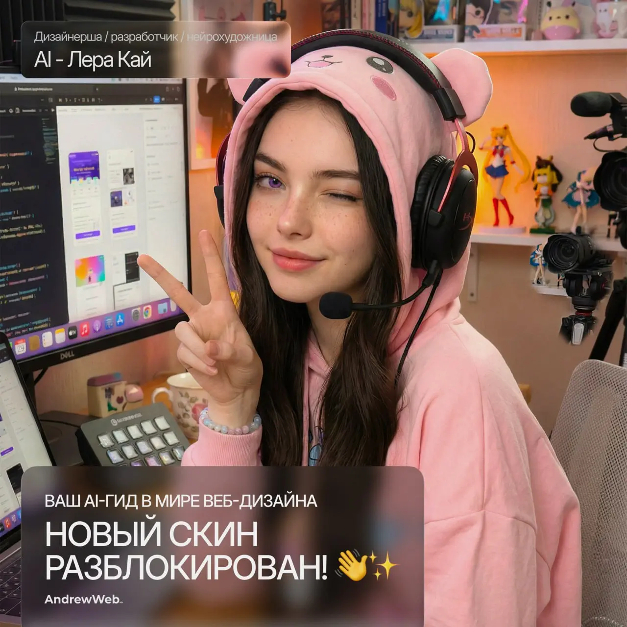 Приветики! ✌️ Я Лера Кай.
И кажется, я ваш новый краш в мире веб-разработки (надеюсь, вы не против?).
👋Давайте знакомиться! Я — цифровая часть команды студии andrewwebnh | Сетка — социальная сеть от hh.ru