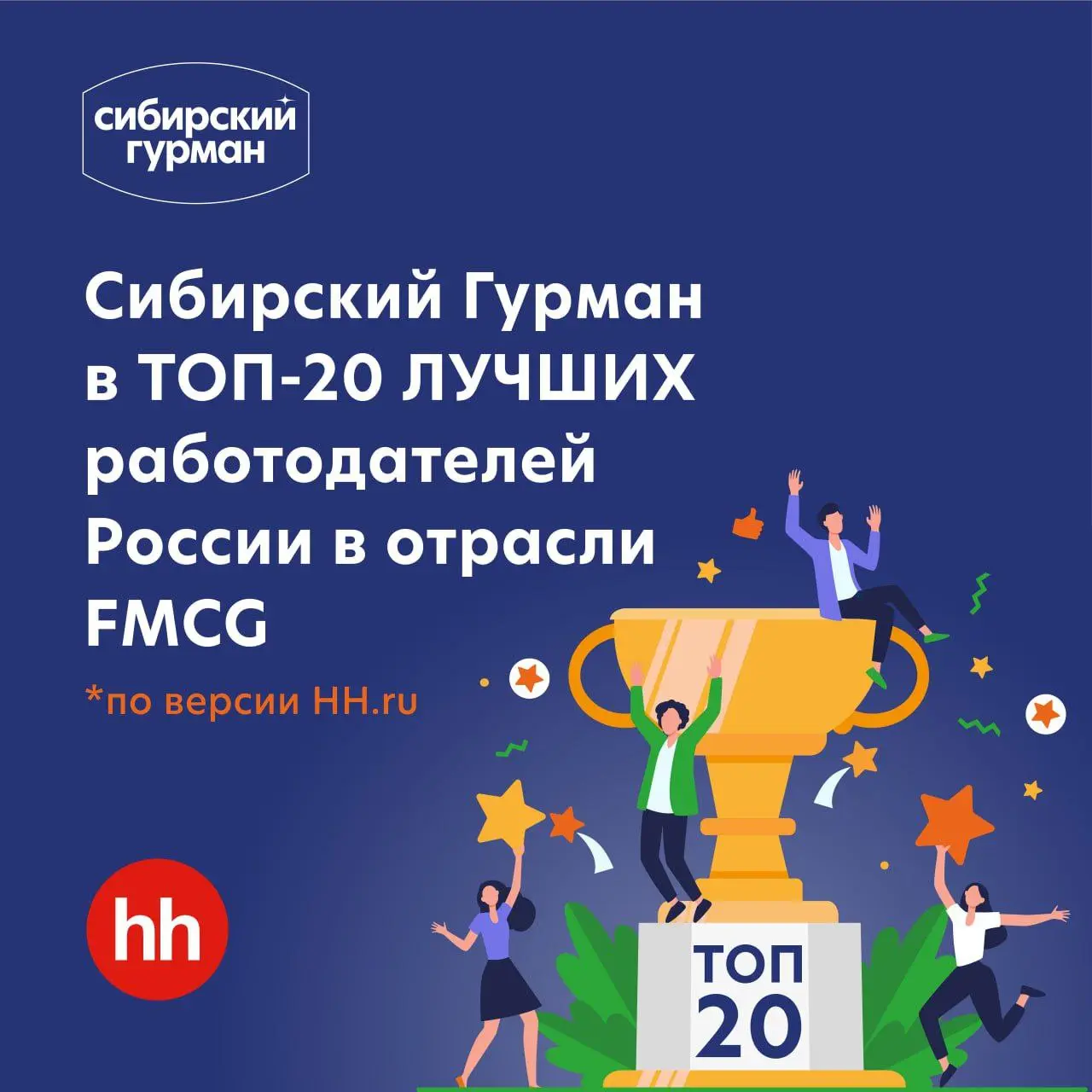 Опубликован рейтинг работодателей по версии портала hh.ru — мы вновь в ТОП-20 лучших работодателей России в отрасли FMCG!
📈В общем рейтинге мы поднялись с 213-го на 146-е место | Сетка — социальная сеть от hh.ru
