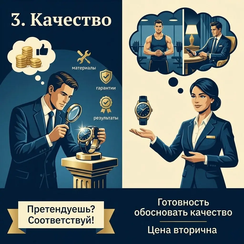 Идем дальше!
3. Качество
Это очень хорошая категория людей, которым важно качество предоставляемого Продукта, и которые готовы за него переплатить | Сетка — социальная сеть от hh.ru