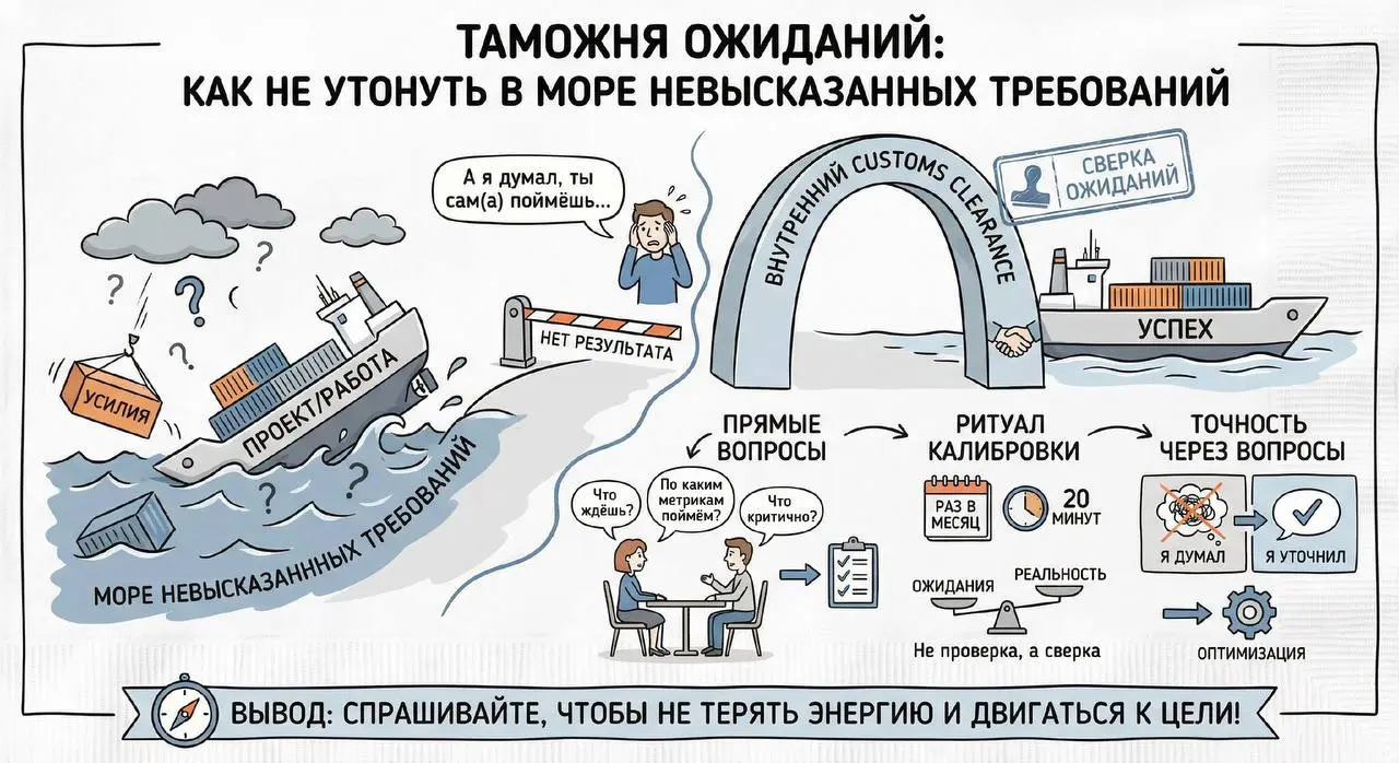 «Ожидания» — или как не утонуть в море невысказанных требований на складе жизни
-Кристина, ты же понимаешь, что сроки - это святое!

Понимаю, Иван Петрович | Сетка — социальная сеть от hh.ru
