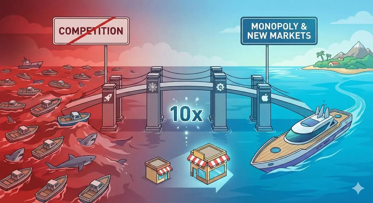 Про монополию, конкуренцию и новые рынки 
Стать монополистом на узком рынке — лучшая стратегия конкурирования
Как построить монополию: 4 характеристики + фреймворк 7 Powers
Питер Тиль (основатель PayP... | Сетка — социальная сеть от hh.ru