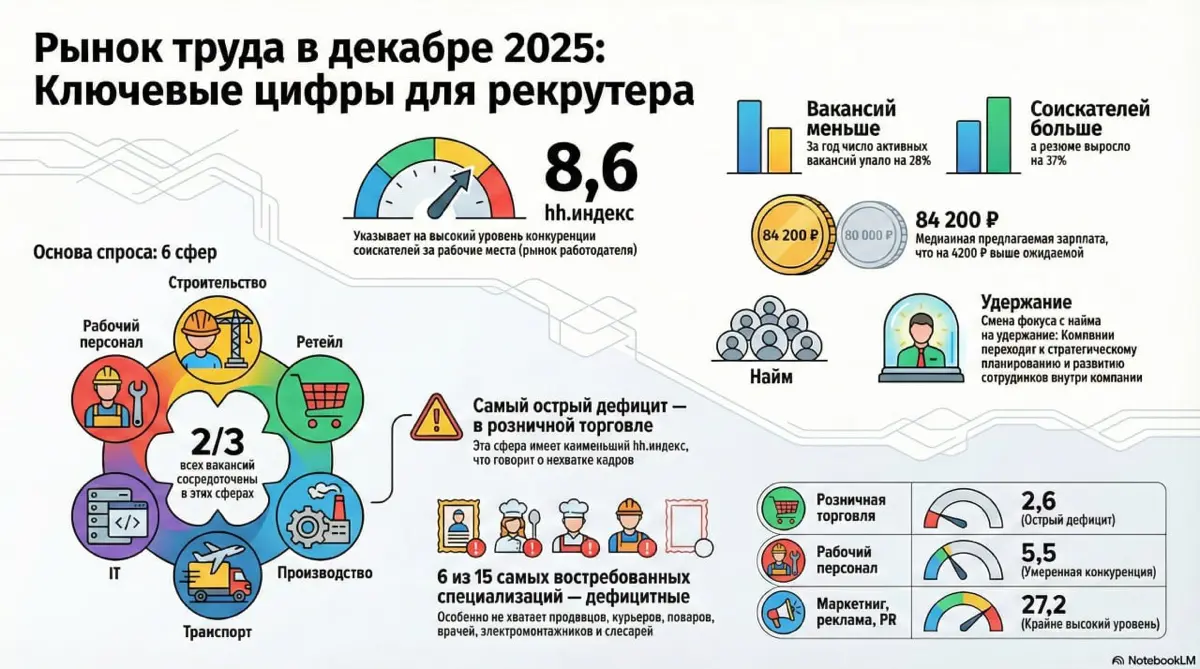 🔥Рынок труда в декабре 2025 в условиях острой конкуренции | Сетка — социальная сеть от hh.ru