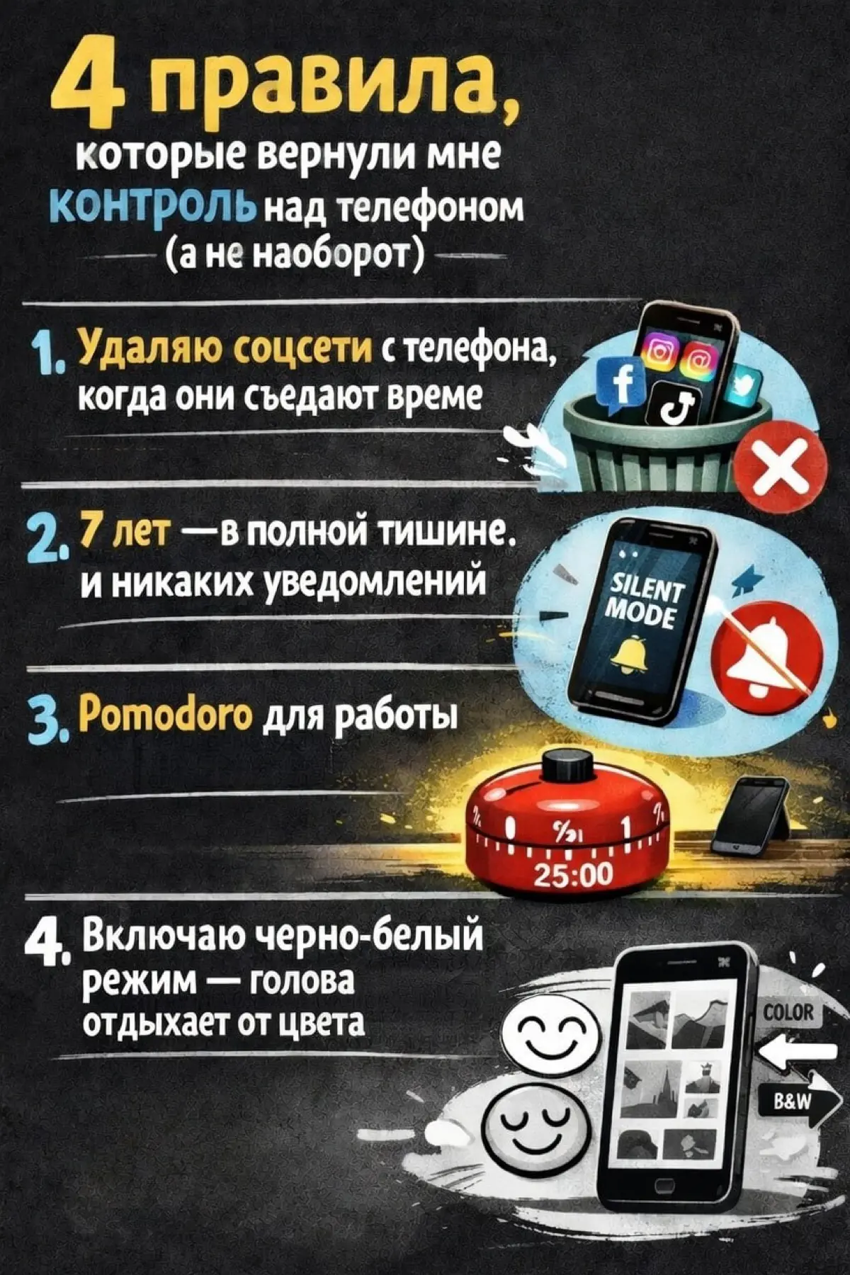4 правила, которые вернули мне контроль над телефоном | Сетка — социальная сеть от hh.ru
