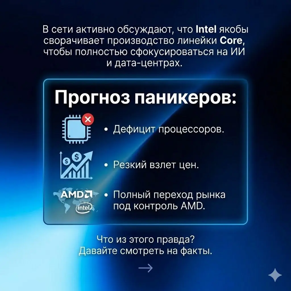 Intel треснул и не выдержал конкуренции?
Факты против заголовков | Сетка — социальная сеть от hh.ru