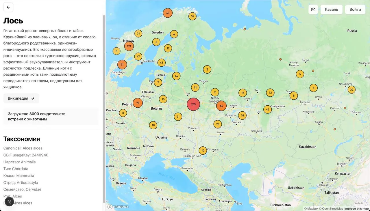 Допилил вывод данных через API GBIF. Приколюшно вышло. Но надо чекнуть лимиты, не забанят ли они меня | Сетка — социальная сеть от hh.ru