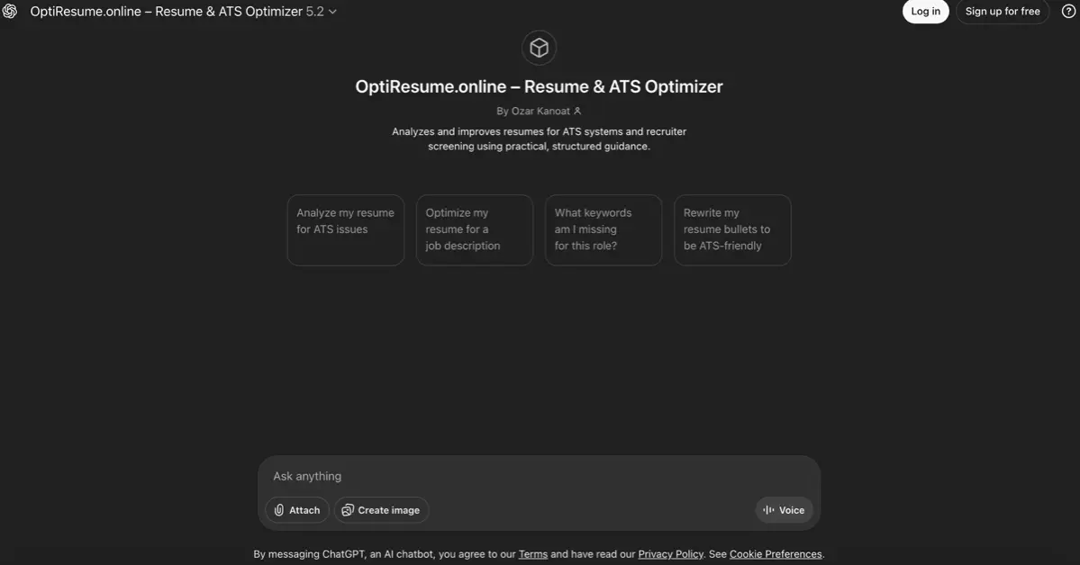 OptiResume теперь доступен в ChatGPT:  
Я запустил OptiResume - Resume & ATS Optimizer прямо внутри ChatGPT | Сетка — социальная сеть от hh.ru