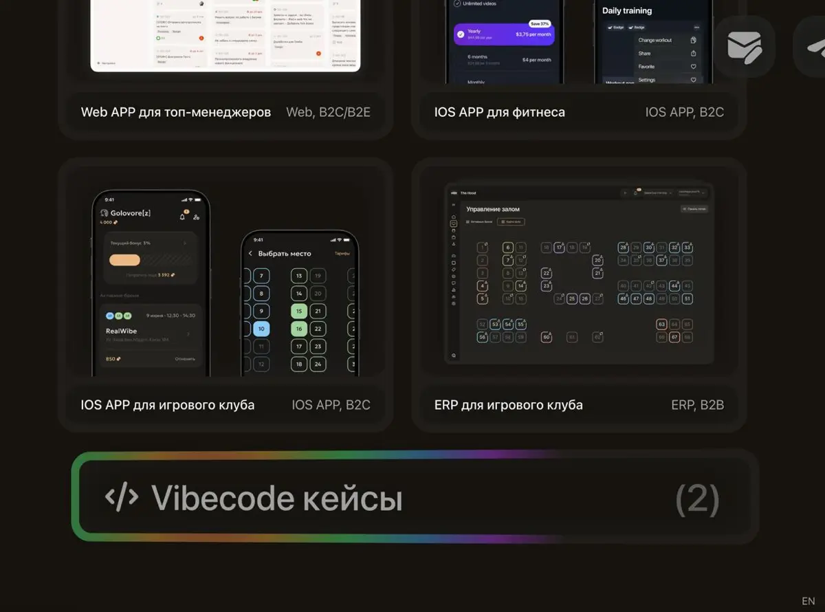 ✨Завайбкодил новое портфолио | Сетка — социальная сеть от hh.ru