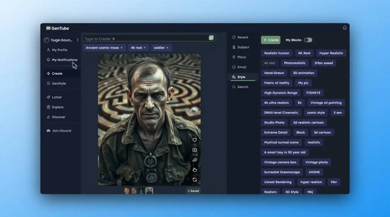 ☝🏻 https://www.gentube.app/
Сайт GenTube предоставляет сервис для создания изображений с помощью искусственного интеллекта | Сетка — социальная сеть от hh.ru