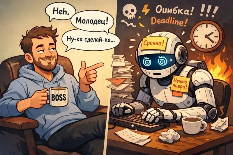 Кто ты в глазах своего ИИ?
Скиньте своему ChatGPT (и/или чем пользуетесь) такой промпт:
Нарисуй картинку о том, как я относился к тебе всё это время | Сетка — социальная сеть от hh.ru