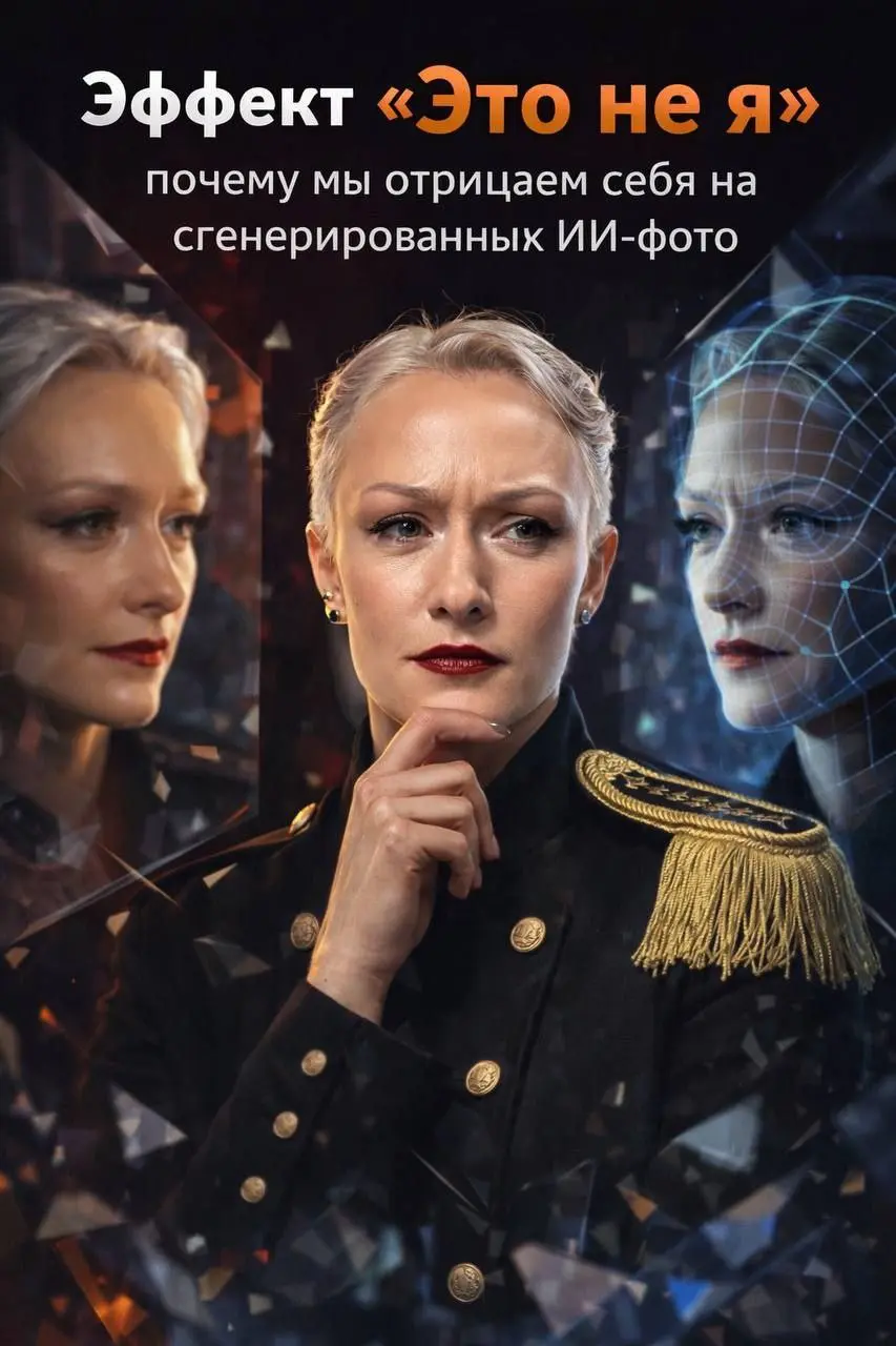 Кризис лица в эпоху ИИ: почему мы говорим «это не я»? 👁
Вам знакомо?: нейросеть генерирует ваш портрет, черты вроде ваши, а внутри протест — «Не похоже!» | Сетка — социальная сеть от hh.ru