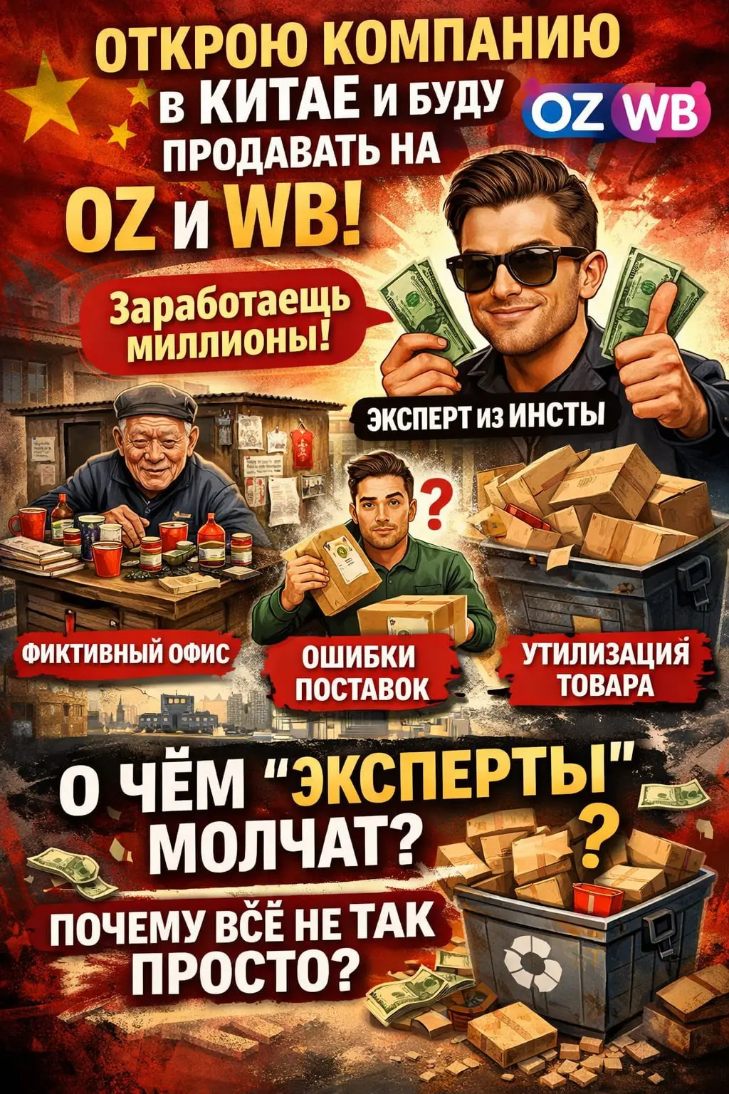 Открою компанию в Китае и буду продавать на OZ и WB. Очередной высер от "экспертов из инсты".
Наверное уже все видели помощников, готовых открыть вам компанию в Китае, чтоб продавать на МП | Сетка — социальная сеть от hh.ru