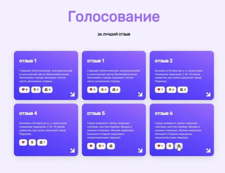 Голосование на сайте с реакциями, как в ТГ | Сетка — социальная сеть от hh.ru