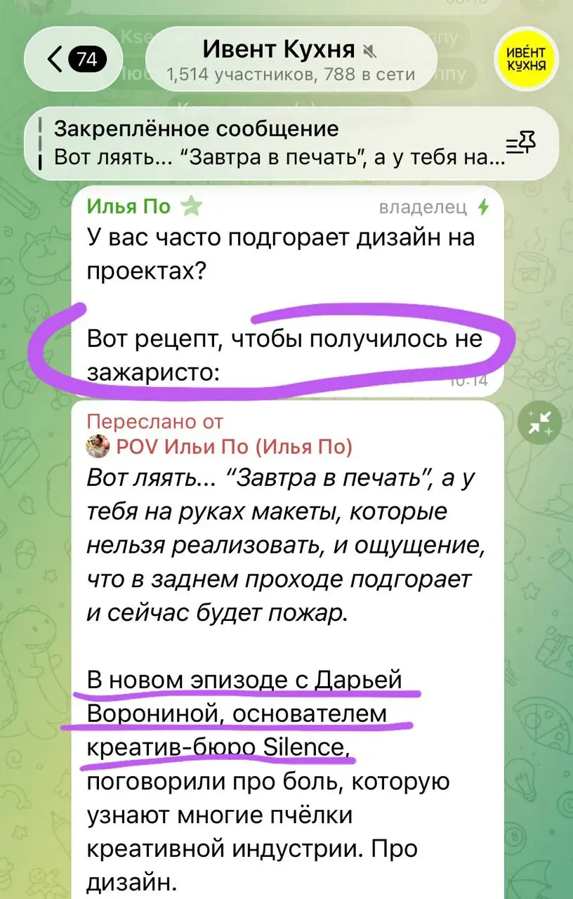Вышел эпизод Ивент-кухни с Ильей По, где я делилась историями и набором правил и осознаний, собранными за много лет работы в ивент-индустрии | Сетка — социальная сеть от hh.ru