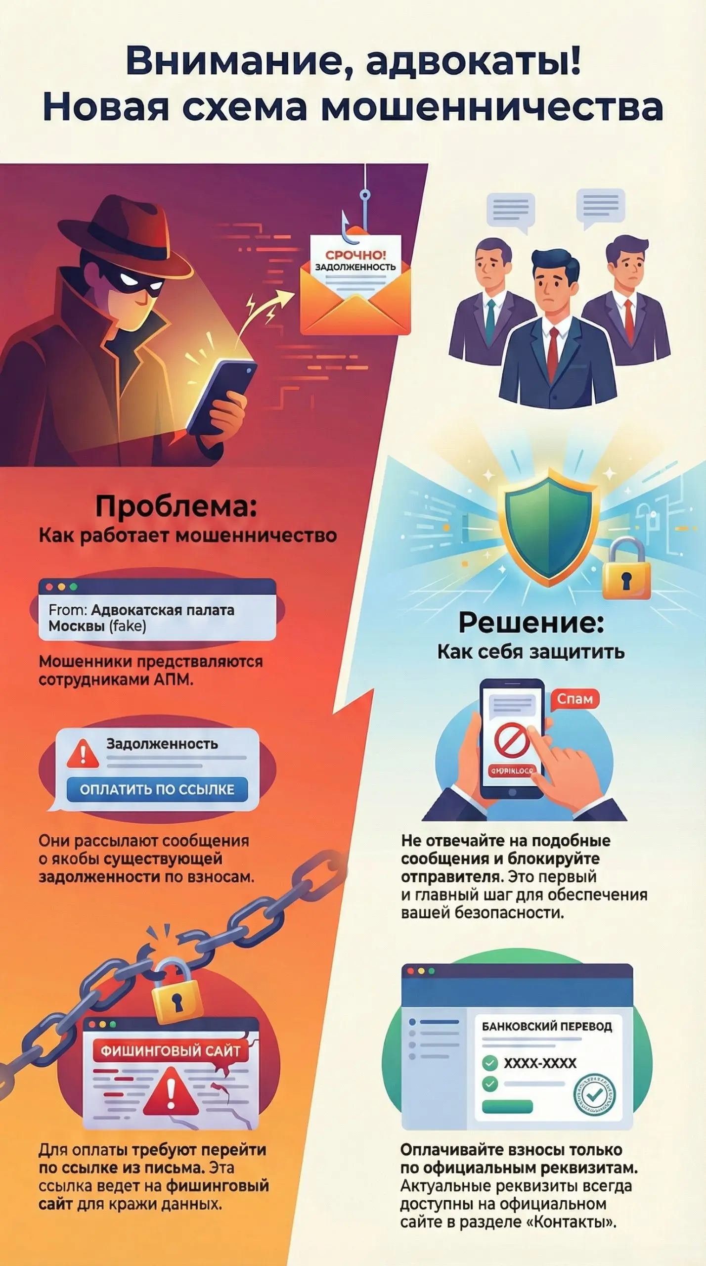 Ирония закона: почему знание кодексов не спасает московских адвокатов от примитивного фишинга
В последнее время приобрели массовость мошеннические рассылки в адрес московских адвокатов | Сетка — социальная сеть от hh.ru