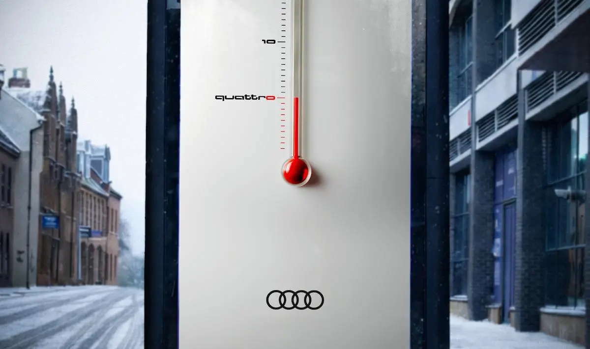 Классный ситуатив от Audi. Они запустили DOOH кампанию в Великобритании, которая реагирует на холод | Сетка — социальная сеть от hh.ru