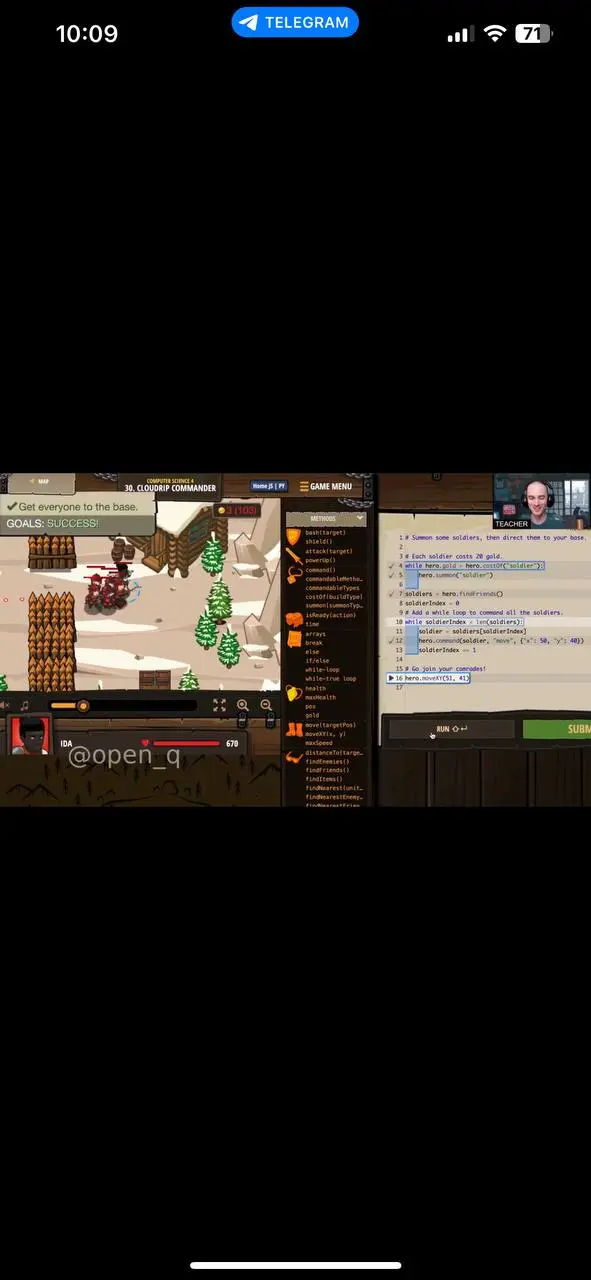 ☝🏻 https://codecombat.com/
Сайт CodeCombat, это интерактивная образовательная платформа, где пользователи изучают программирование через увлекательные игры | Сетка — социальная сеть от hh.ru