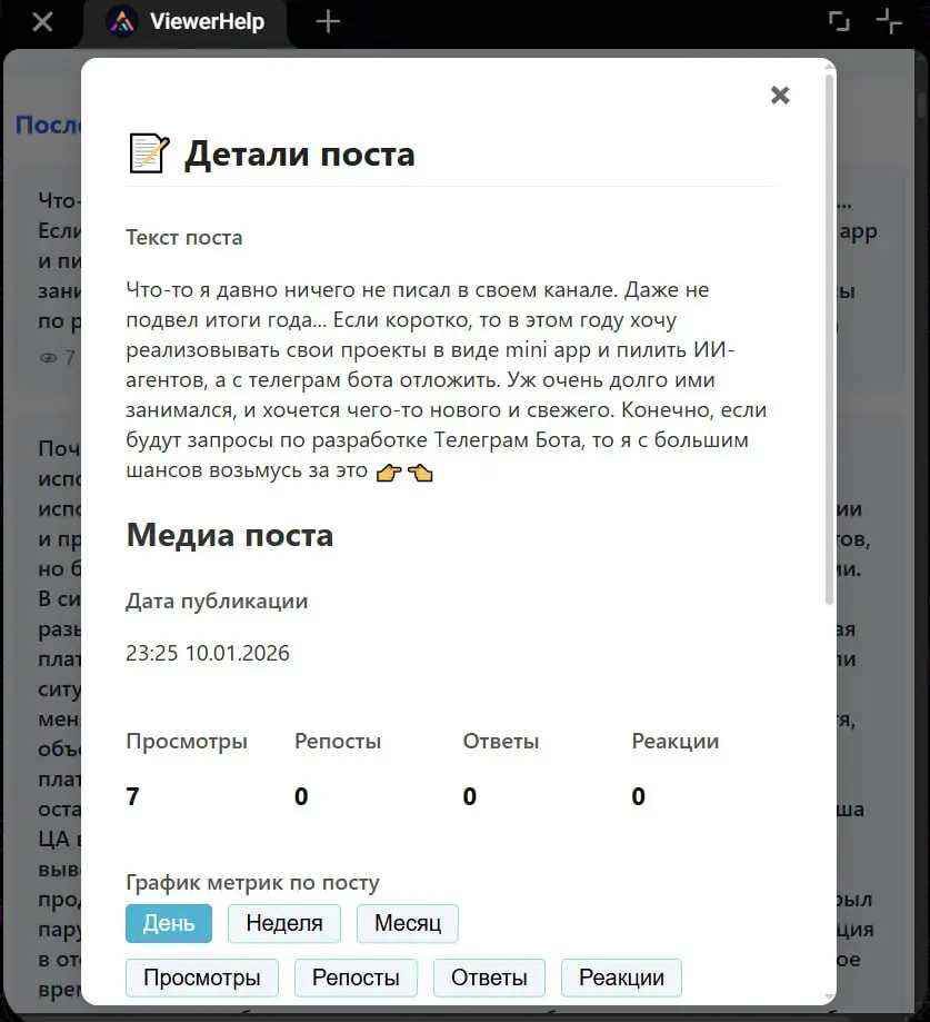Mini App аналитика ТГ каналов? Знакомьтесь с моим проектом | Сетка — социальная сеть от hh.ru