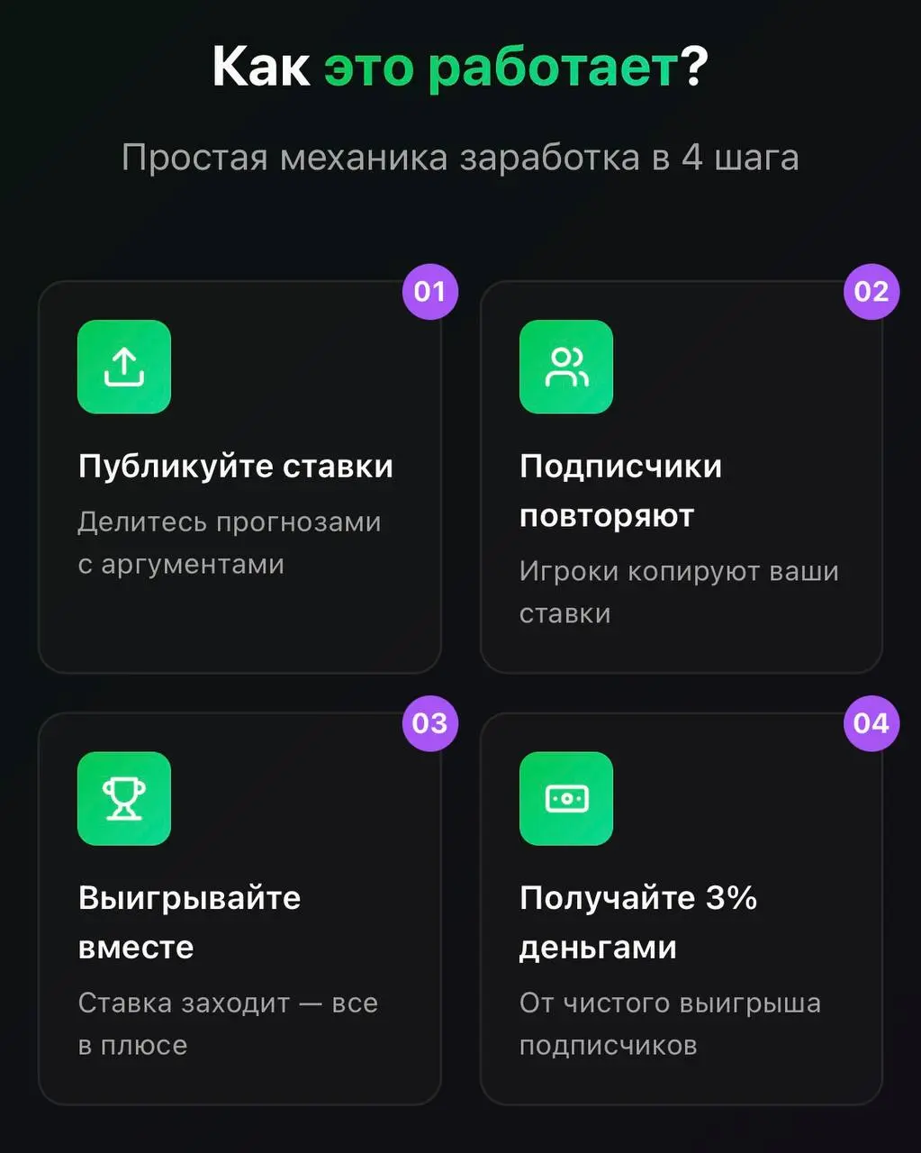 💰 Лига Ставок монетизирует Сигнал и зовет капперов!
Помните тест этой фичи? Теперь раскатали:
Публикуешь ставки в Сигнале и получаешь 3% с выигрыша тех, кто повторил | Сетка — социальная сеть от hh.ru