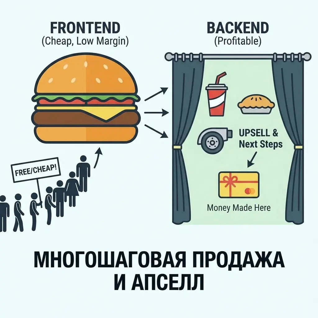 Ну и финалим тему ценообразования одним, очень известным, но неочевидным, приёмом.
Многошаговая продажа. И апселл, как её вариация.
Для начала пример | Сетка — социальная сеть от hh.ru