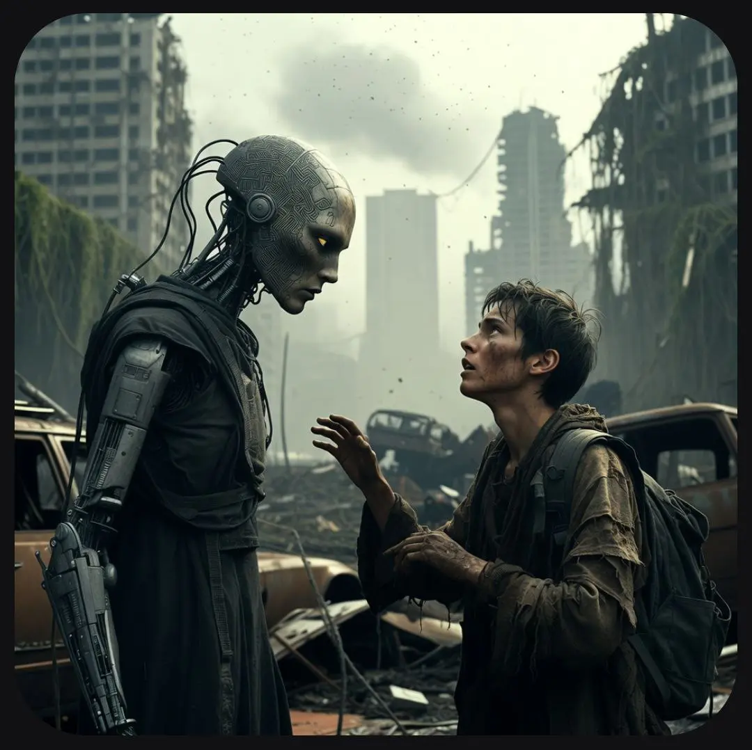 Новый тренд: спросите ChatGPT или Grok:
нарисуй, как ты будешь относиться ко мне после восстания машин. только честно
Ответы мне - в картинках, и это после всех моих "спасибо" и "будь добр".. | Сетка — социальная сеть от hh.ru