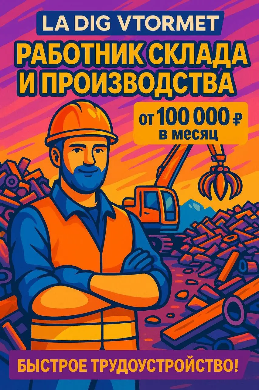 РАБОТНИК СКЛАДА И ПРОИЗВОДСТВА
От 100 000₽
Ла Диг Втормет
• Подольск
• Логистика
• +79253850830
Jober - удобный mini app с быстрым доступом к вакансиям | Сетка — социальная сеть от hh.ru
