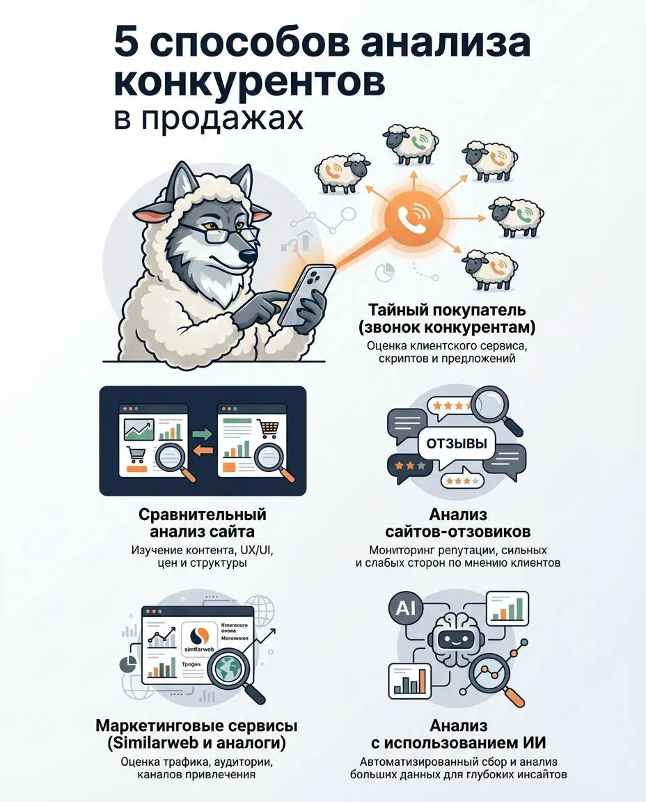 5 способов анализа конкурентов для продажник
В прошлый раз мы затронули тему анализа конкурентов и разобрались, зачем это нужно | Сетка — социальная сеть от hh.ru
