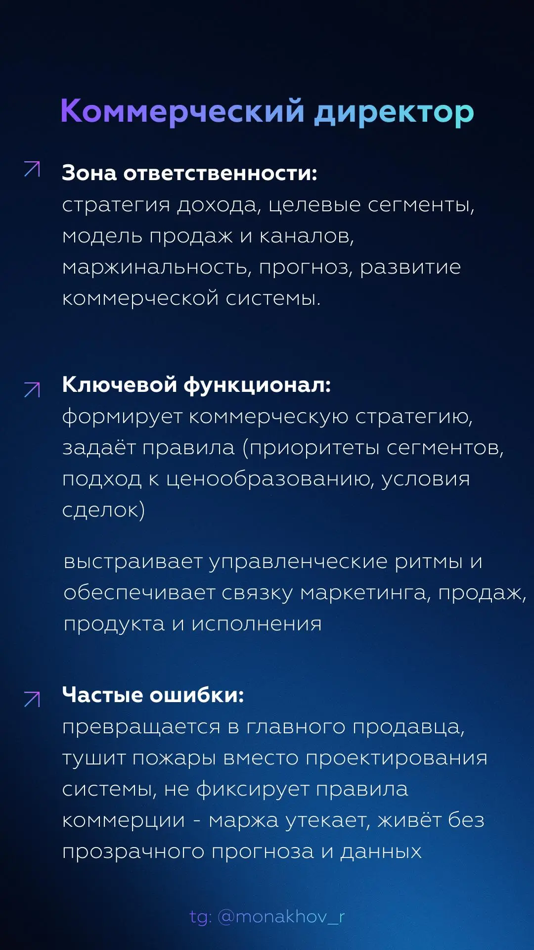 Ответственность и ключевой функционал в коммерческом блоке по ролям
Коммерческий блок почти всегда ломается не потому, что люди плохие, а потому что структуру не проектировали | Сетка — социальная сеть от hh.ru
