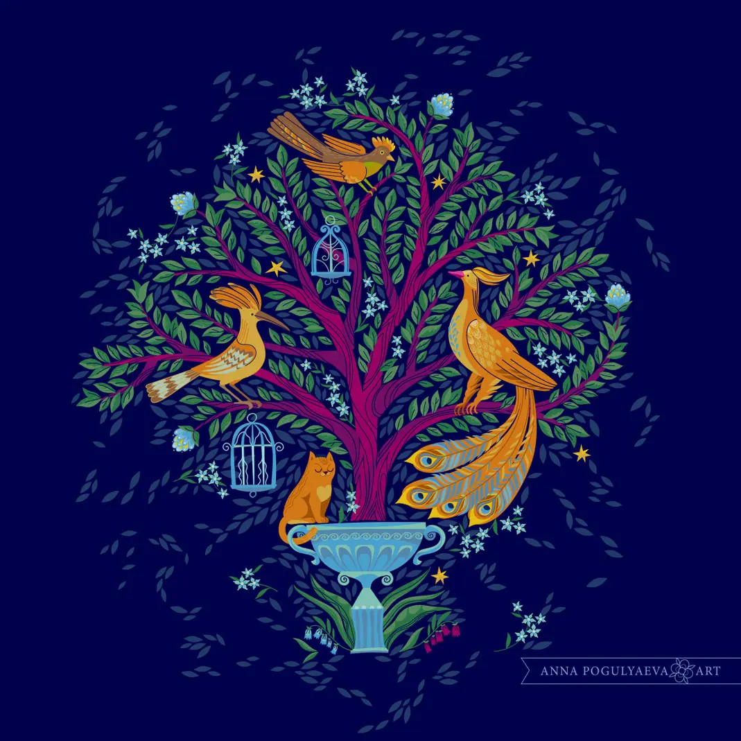 Истории ночного сада. Векторная иллюстрация | Сетка — социальная сеть от hh.ru