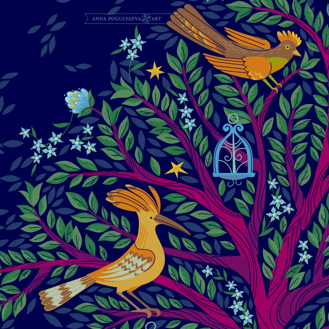 Истории ночного сада. Векторная иллюстрация | Сетка — социальная сеть от hh.ru