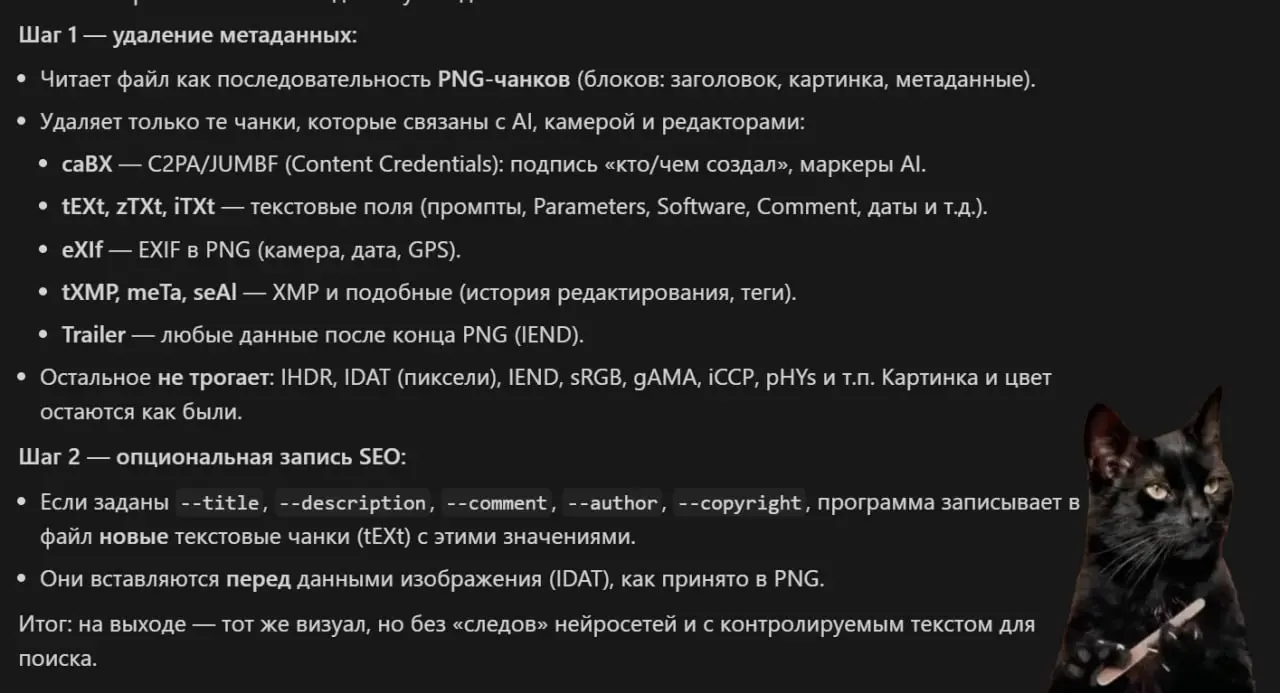 Удаление метаданных файлов сгенерированных нейросетями.
Я не понял почему ни у одного гуру автоматизаций я не видел не постов не модулей не нод , ничего на эту тему | Сетка — социальная сеть от hh.ru