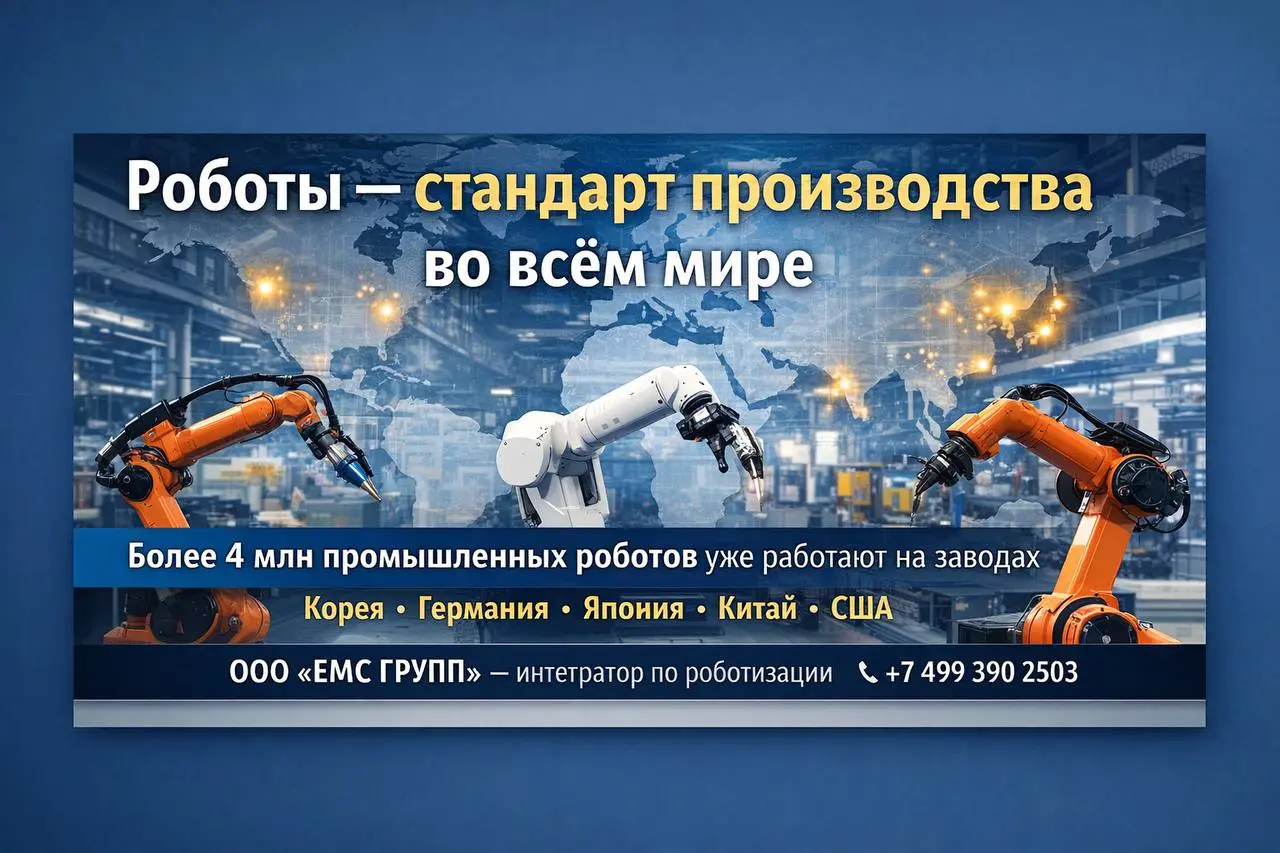 🌎 Роботы — норма для эффективных производств
По данным международной промышленной статистики:
— в мире работает более 4 млн промышленных роботов
— ежегодный рост рынка роботизации — 10–15%
— страны-ли... | Сетка — социальная сеть от hh.ru