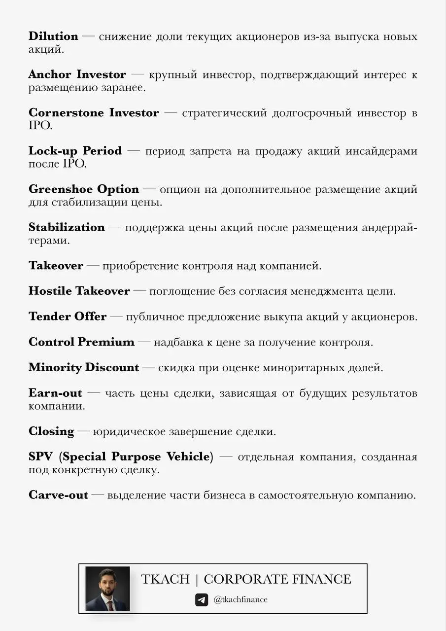 #полезно@tkachfinance  
Подготовил для вас подборку из 100 ключевых терминов инвестиционного банкинга - тех самых слов и выражений, которые часто встречаются в презентациях, тизерах и разговорах про с... | Сетка — социальная сеть от hh.ru