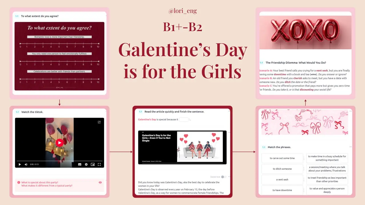 Galentine’s Day is for the Girls 💕
B1+/B2
Если вы тоже в школе обменивались валентинками и шоколадками с подружками, то Galentine’s Day - это ваш праздник!
Что обсудим на уроке:
✦ Как появился Galenti... | Сетка — социальная сеть от hh.ru