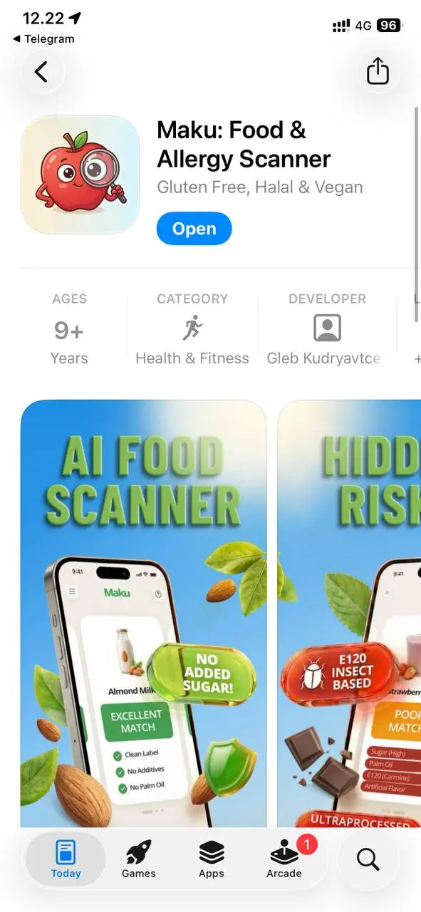 Ура, я зарелизил свою первую аппку.
Maku: Food & Allergy Scanner
Больше ИИ сканеров богу сканеров.
Приложенька позволяет проверить состав еды по упаковке и понять, подходит ли это лично тебе | Сетка — социальная сеть от hh.ru