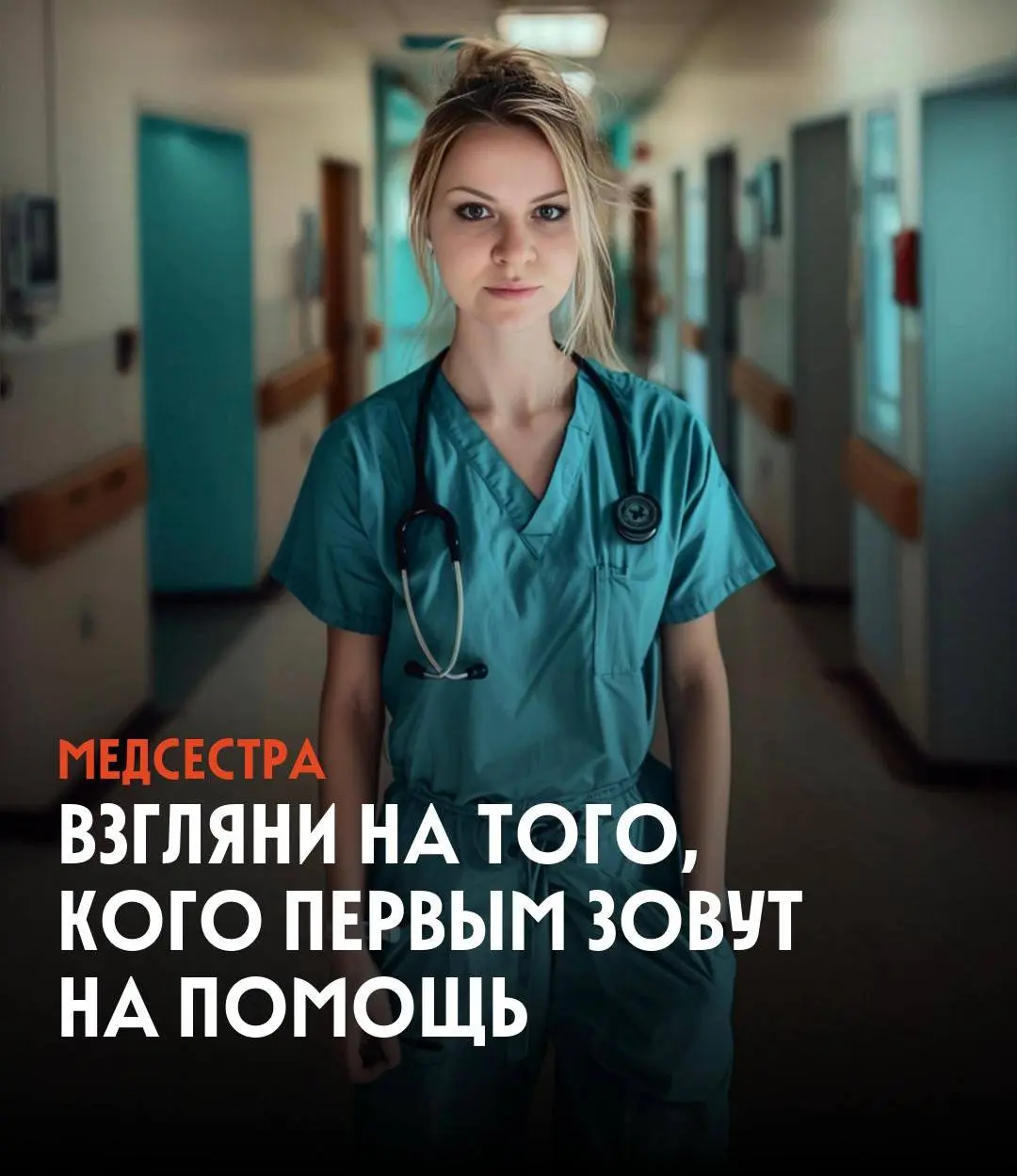 Выбрала профессию и примерила образ.
По мнению ИИ медсестра тощая и замученная, судя по лицу 😁
А вот слоган, и про профессию HR в in-hause 😏
Потому что со всеми проблема, коллеги обычно идут к нам. | Сетка — социальная сеть от hh.ru