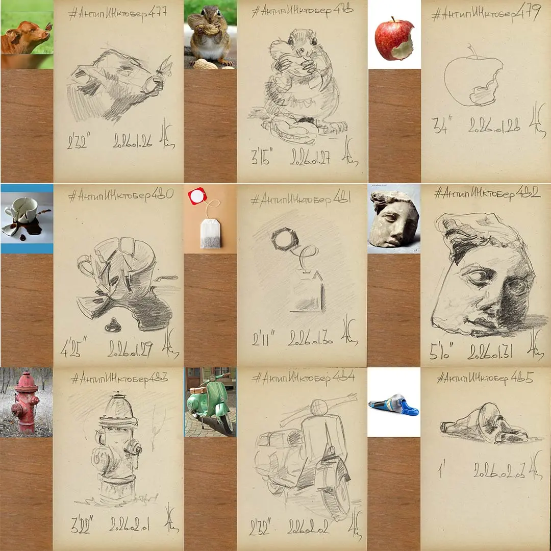 Очередная партия ежедневных набросков из марафона набросков #АнтипИНктобер у Антипин Виталий (vk.com/club211744454) - школа рисования
.
#oldernewpencil #ondailyart | Сетка — социальная сеть от hh.ru