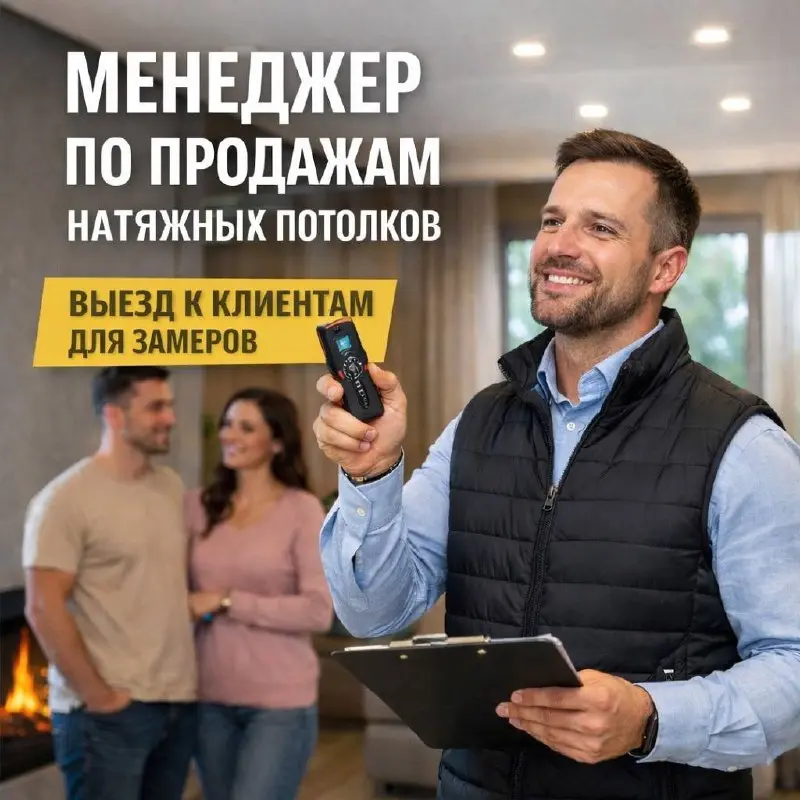 МЕНЕДЖЕР ПО ПРОДАЖАМ НАТЯЖНЫХ ПОТОЛКОВ
150 000₽ - 300 000₽
МБ МСК
• Москва
• Другое
• +79154316486
Jober - удобный mini app с быстрым доступом к вакансиям | Сетка — социальная сеть от hh.ru