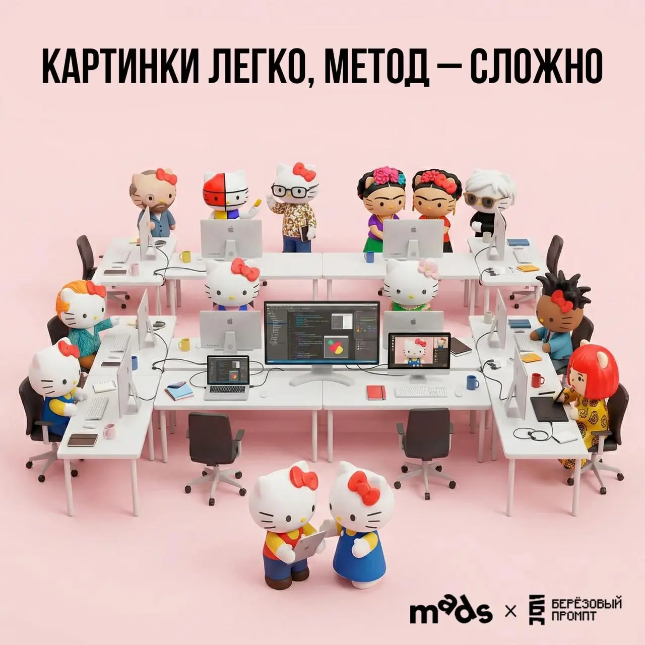 Как внутри группы рождается метод, а не только картинки — отвечает Nastia Bibi
Картинки — легко, метод — сложно
С нейросетями сегодня можно делать много и красиво | Сетка — социальная сеть от hh.ru