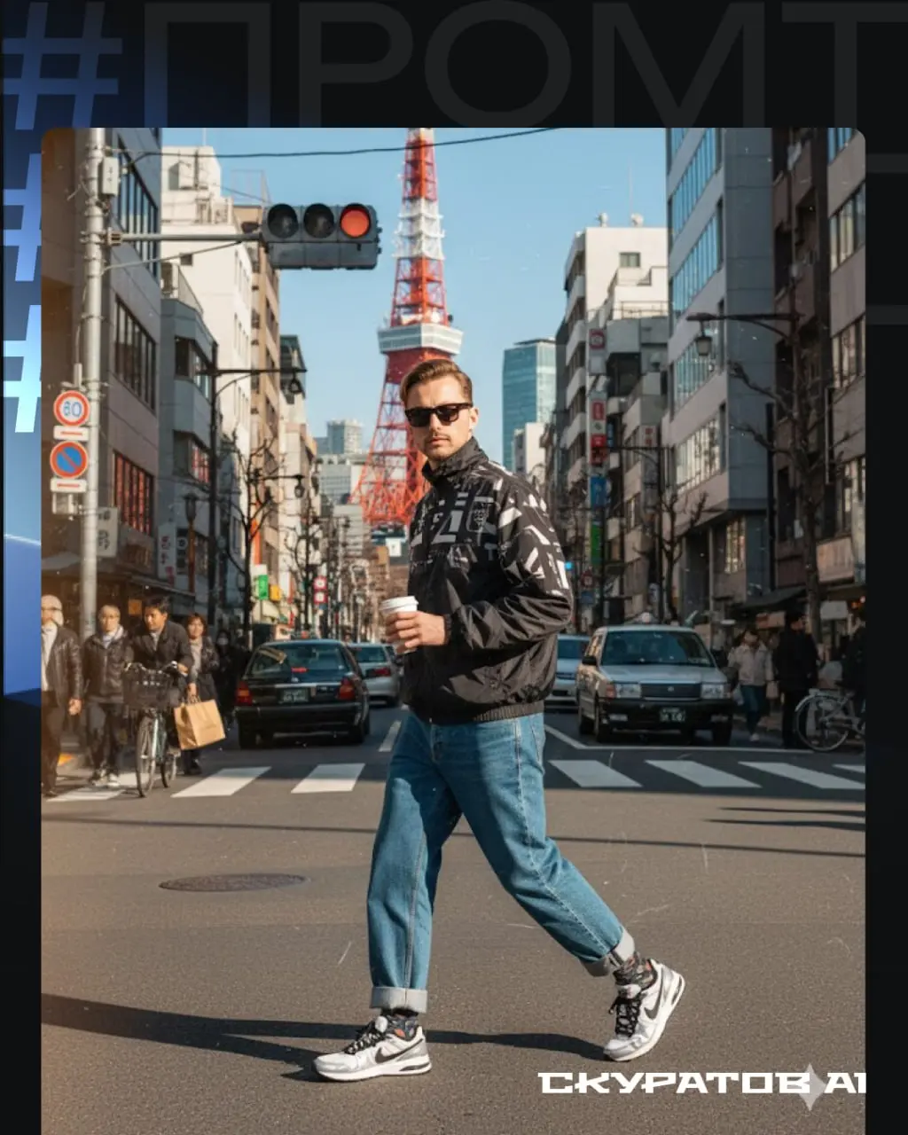 Промпт для новой трендовой фотографии
Ultra-realistic photo using the reference image. A Tokyo street scene on a bright winter day. Tokyo Tower is clearly visible in the background | Сетка — социальная сеть от hh.ru