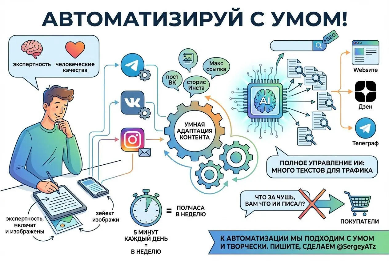 Автоматизируй с умом!
Именно так мы и будем действовать с разными типами нашего присутствия в сети. А теперь подробнее.
1 | Сетка — социальная сеть от hh.ru